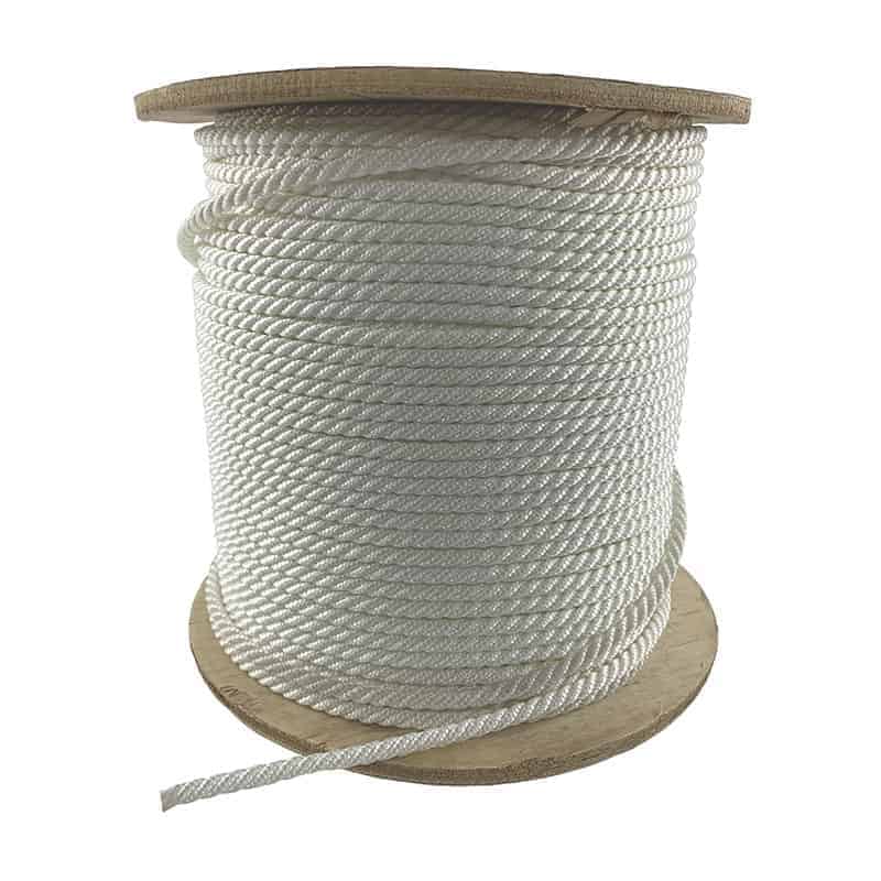 3-Strand Twisted White Polypropylene Rope