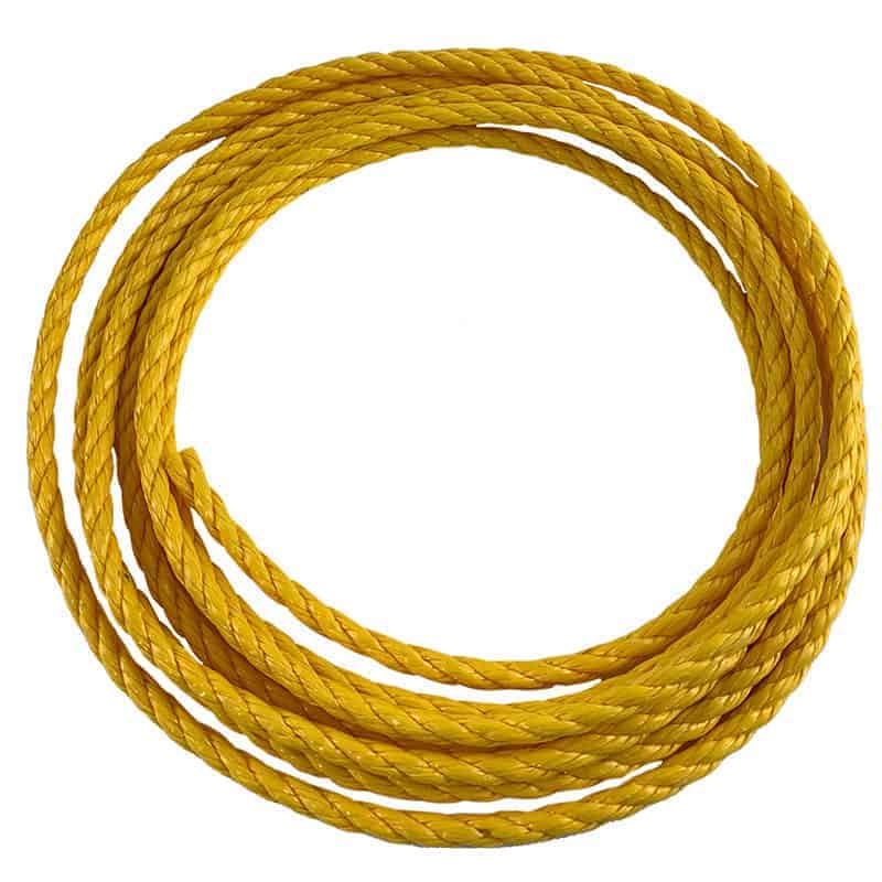 Three Strand Twisted Yellow Polypropylene Rope, Diameter 1/4 in.