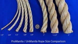ProManila UnManila Rope Size Comparison