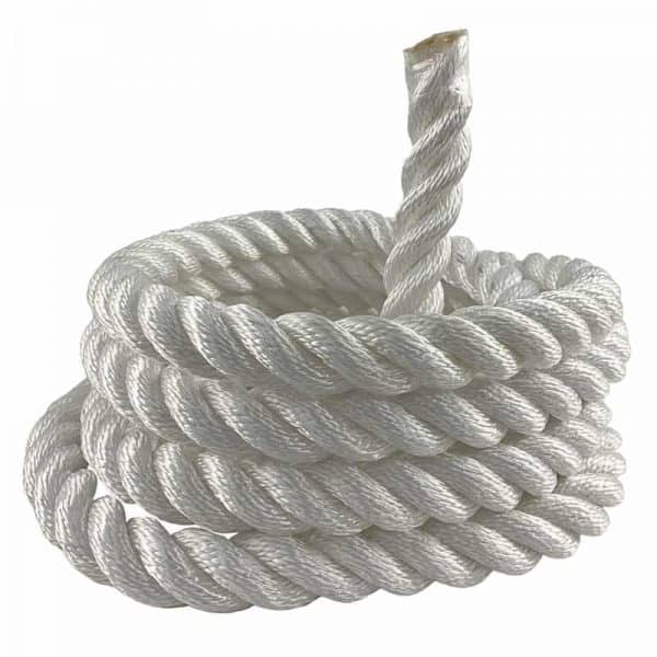 SGT KNOTS Twisted Poly Dacron Rope - 3 Strand Line with Polyolefin Core for  Marine, Commercial & DIY Projects (1/2 x 100ft, White)