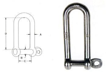 Captive Pin Long D Shackle Stainless Steel