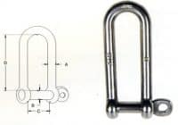 1/4" Long D Shackle Stainless Steel