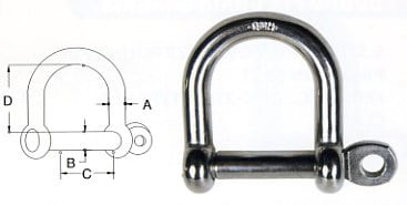 Screw Pin Wide D Shackle Stainless Steel