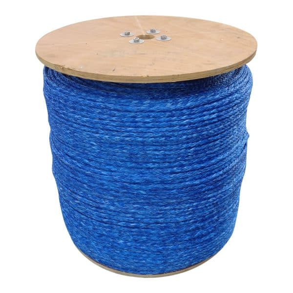 10 mm x 180 ft. 16 Strand Hollow Braid Polyethylene Rope Spool. Blue.
