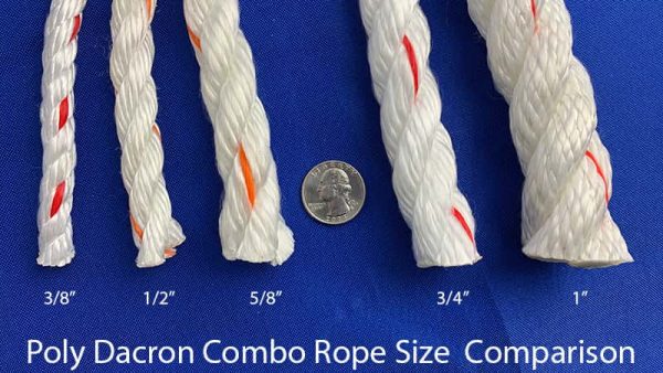Poly Dacron Combo Rope Size Comparison