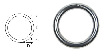 3/16" Marine Round Ring Stainless Steel x 2"