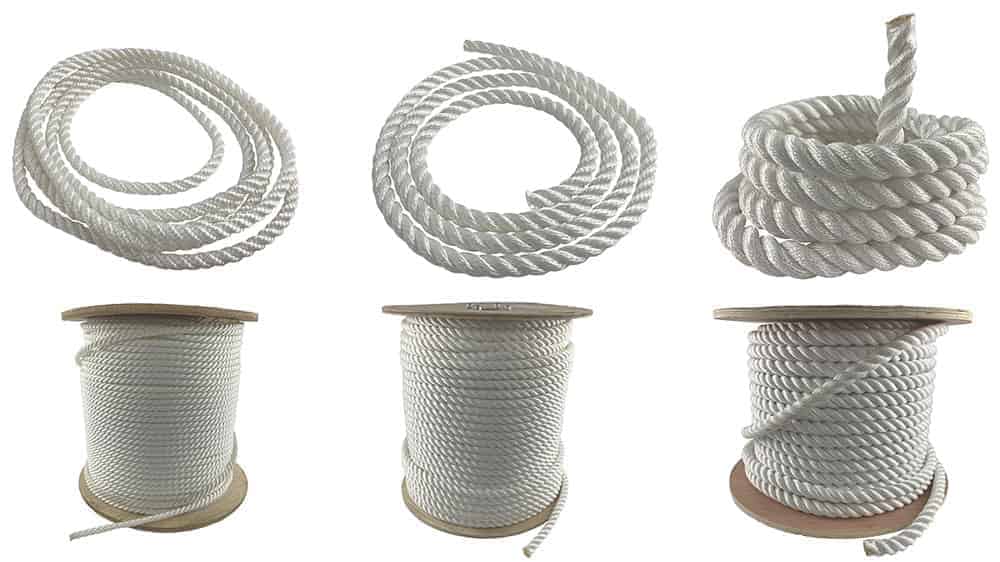 White 3.2 Mm Thick Strong And Twisted Nylon Rope For Construction