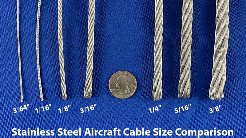 Stainless Steel Aircraft Cable Size Comparison