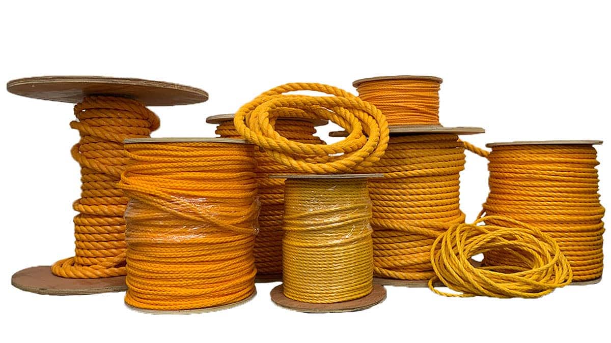 Spools of Bulk Yellow Polypropylene Rope